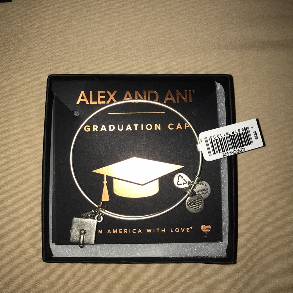 Alex and Ani graduation cap silver bangle